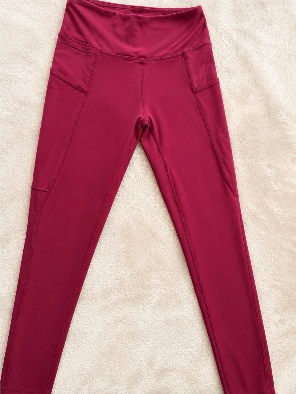 Marika Burgundy High-Waist Athletic Leggings with zipper pocket
